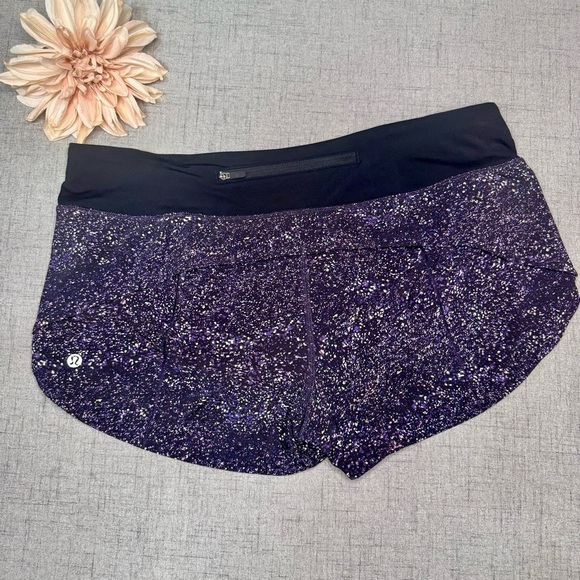 Lululemon Speed Up Athletic Shorts Crystalline Multi Black Purple Size 10 - Picture 5 of 8